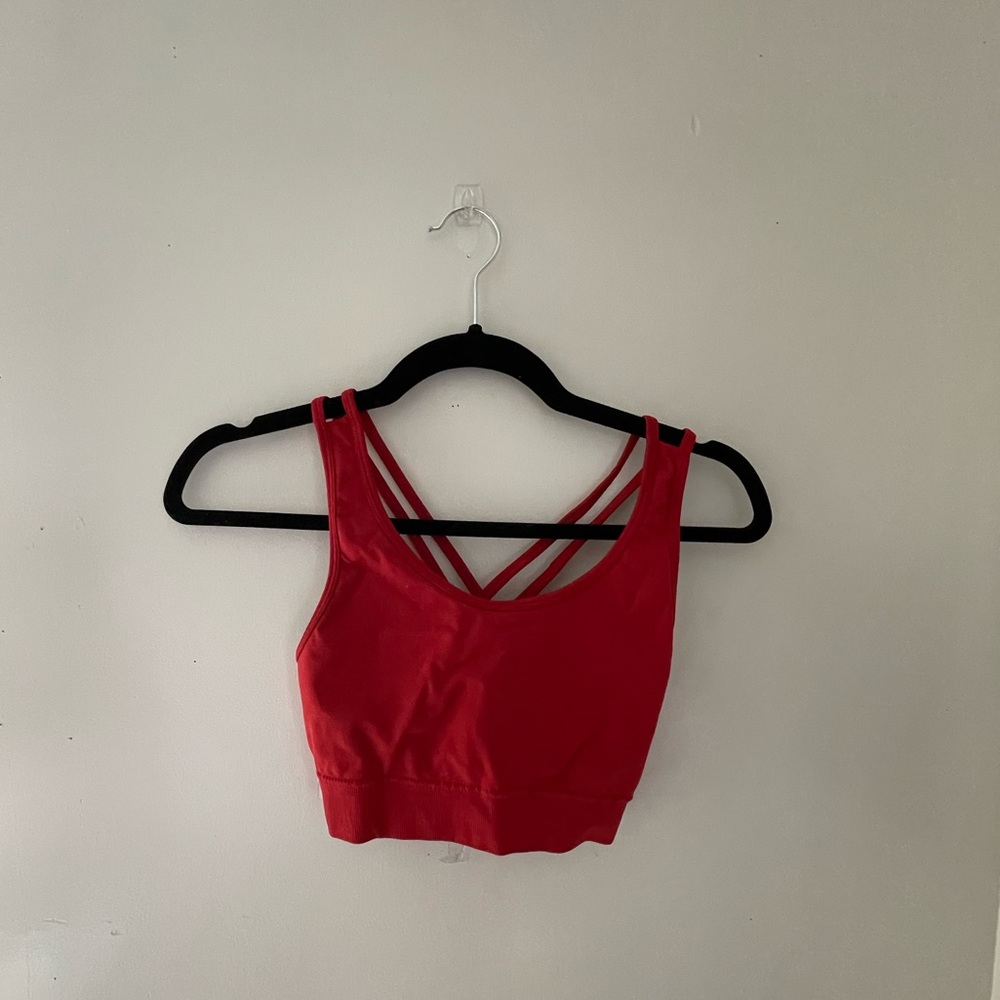 Red Alphalete sports bra